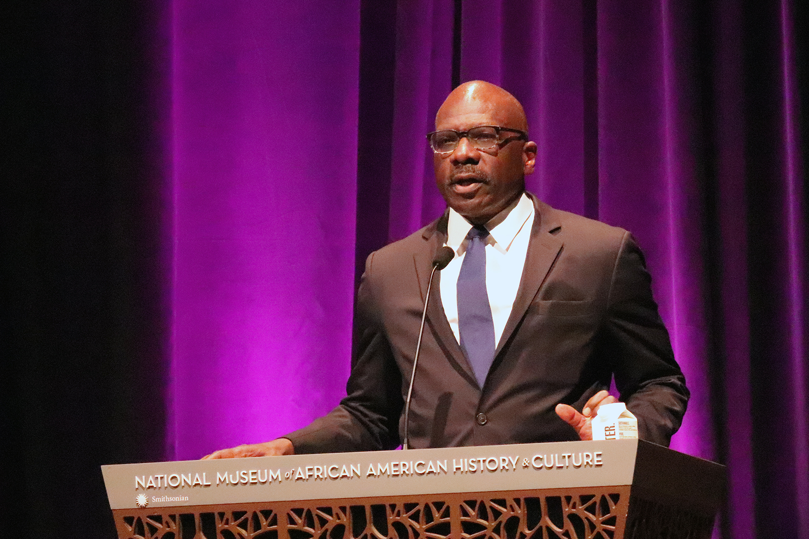 Fred Davie speaks at the Oprah Winfrey Theater of the Smithsonian’s National Museum of African American History and Culture, Tuesday, May 17, 2022, in Washington. RNS photo by Adelle M. Banks