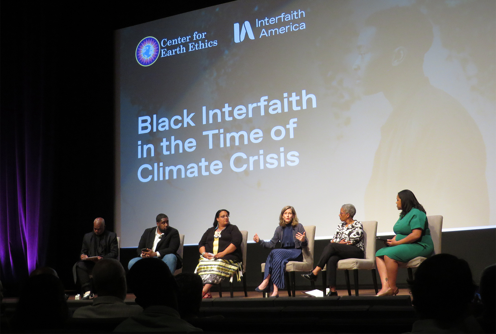Karenna Gore, center, participates in a panel at the "Black Interfaith in the Time of Climate Crisis" event at the Smithsonian’s National Museum of African American History and Culture, Tuesday, May 17, 2022, in Washington. RNS photo by Adelle M. Banks