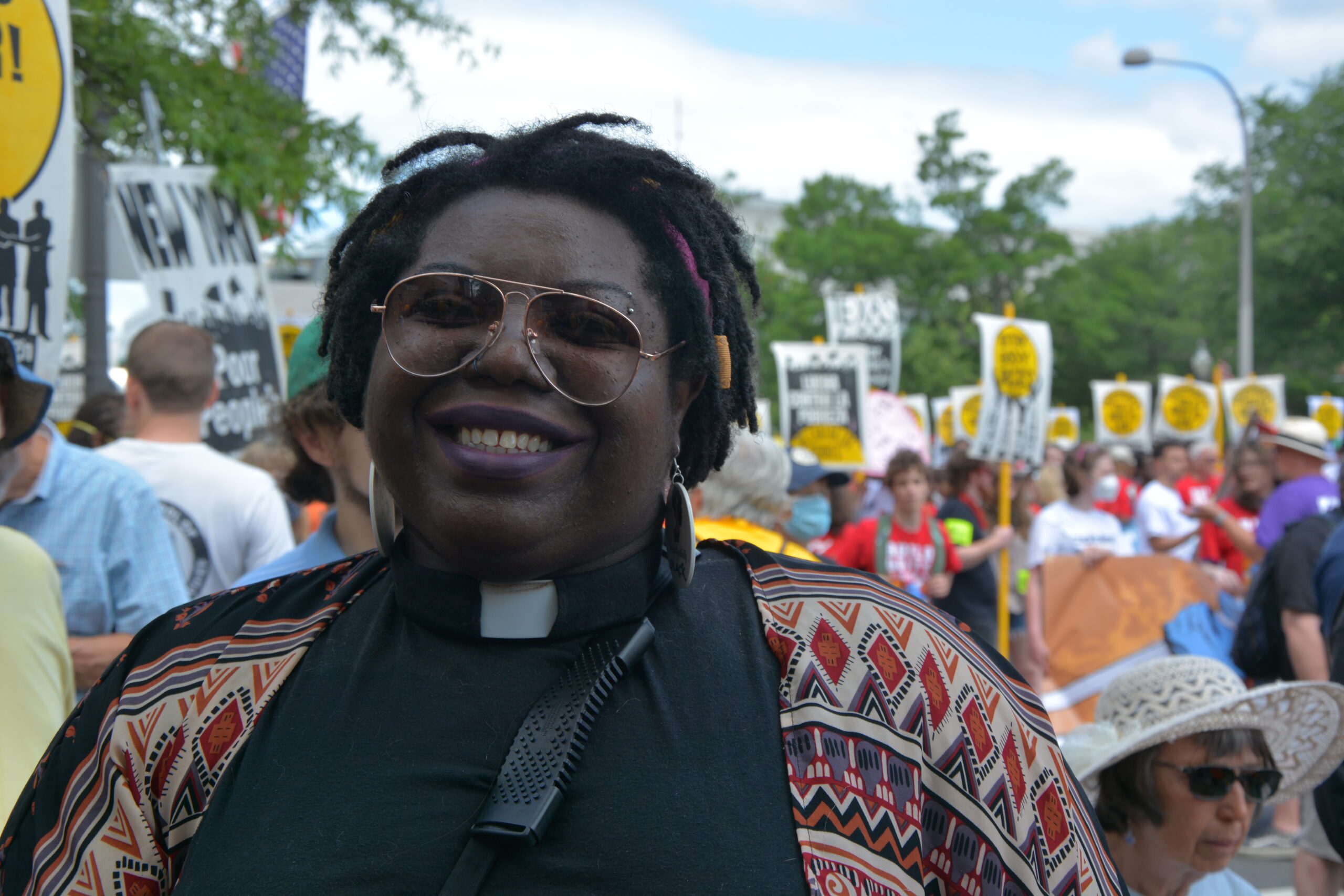 The Rev. Amanda Weatherspoon, a Unitarian Universalist minister, attends the Poor People's Campaign's "Mass Poor People’s and Low-Wage Workers’ Assembly and Moral March in Washington" on June 18, 2022.