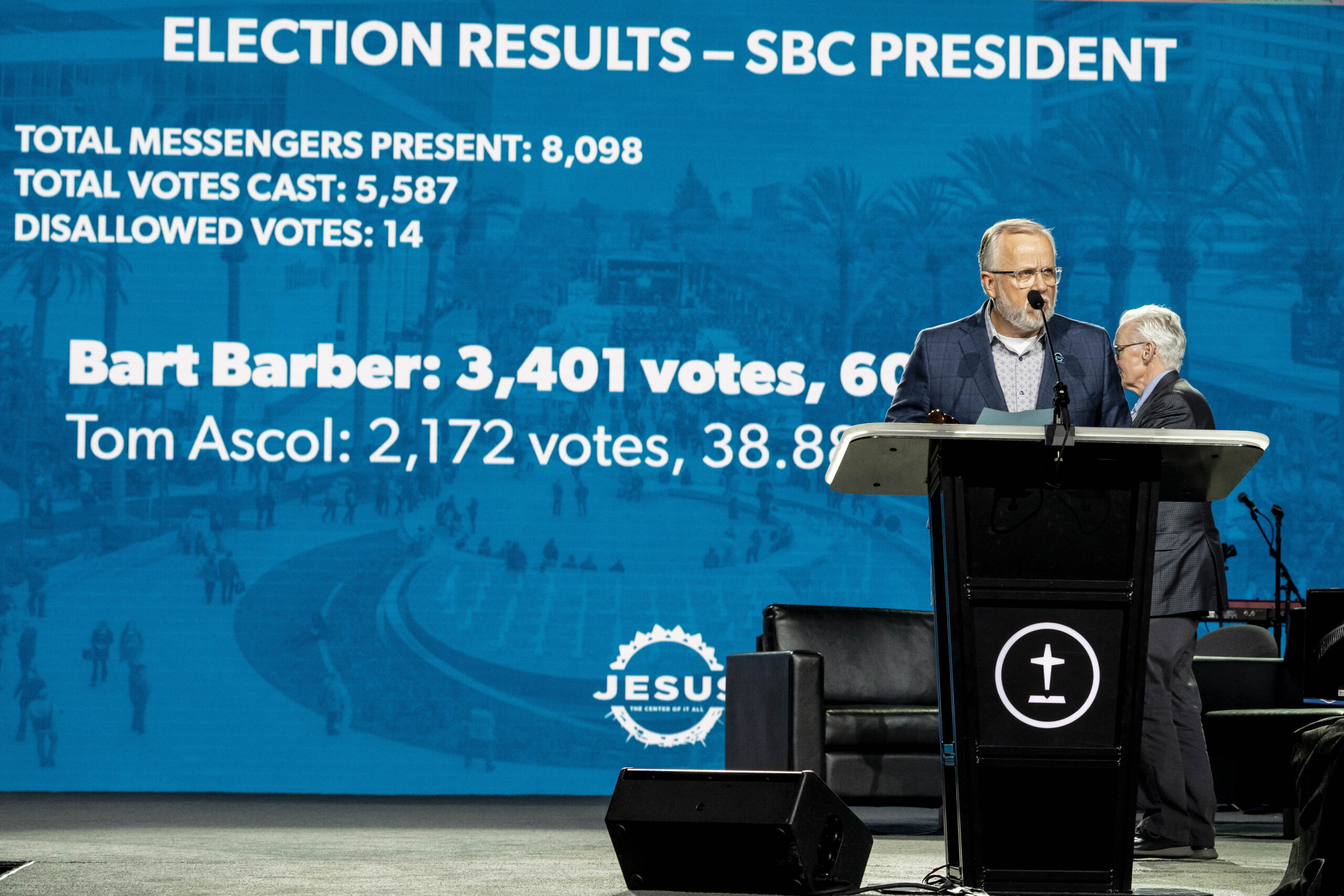 Bart Barber is elected the Southern Baptist Convention president during the Southern Baptist Convention, held at the Anaheim Convention Cener in Anaheim, California, on Tuesday, June 14, 2022. Photo by Justin L. Stewart/Religion News Service