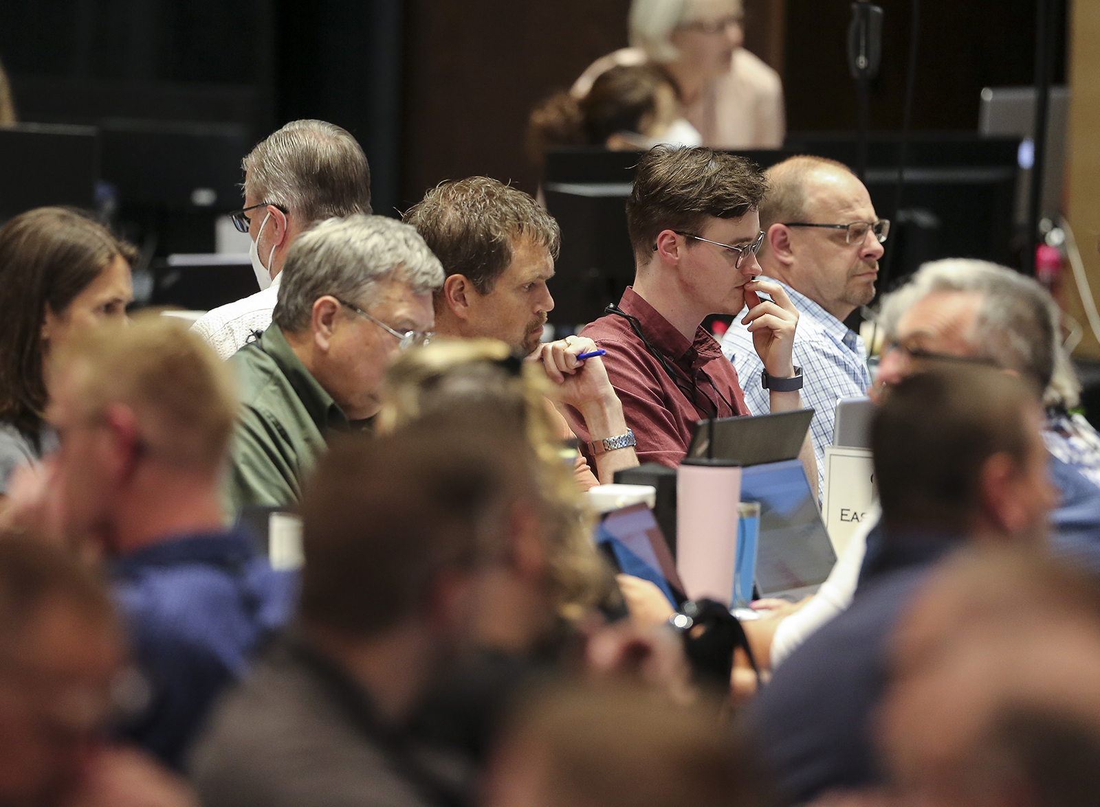 People attend the annual synod of the Christian Reformed Church at Calvin University in Grand Rapids, Michigan, June 14, 2022. Photo by Steven Herppich. Copyright © 2022 Christian Reformed Church in NA. Used by permission.