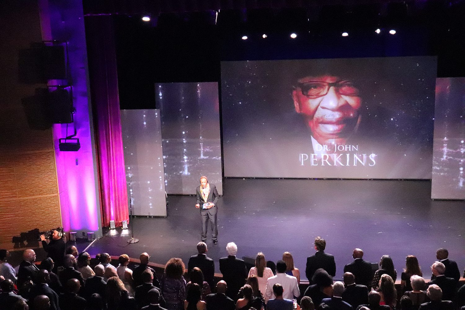 John Perkins speaks after being awarded at the “Blessings of the Elders” ceremony at the Museum of the Bible, Thursday, June 23, 2022, in Washington. RNS photo by Adelle M. Banks