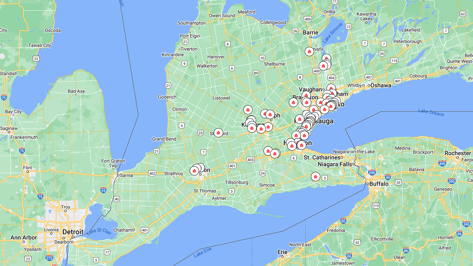 A variety of The Meeting House home church locations in Ontario, Canada. Screen grab