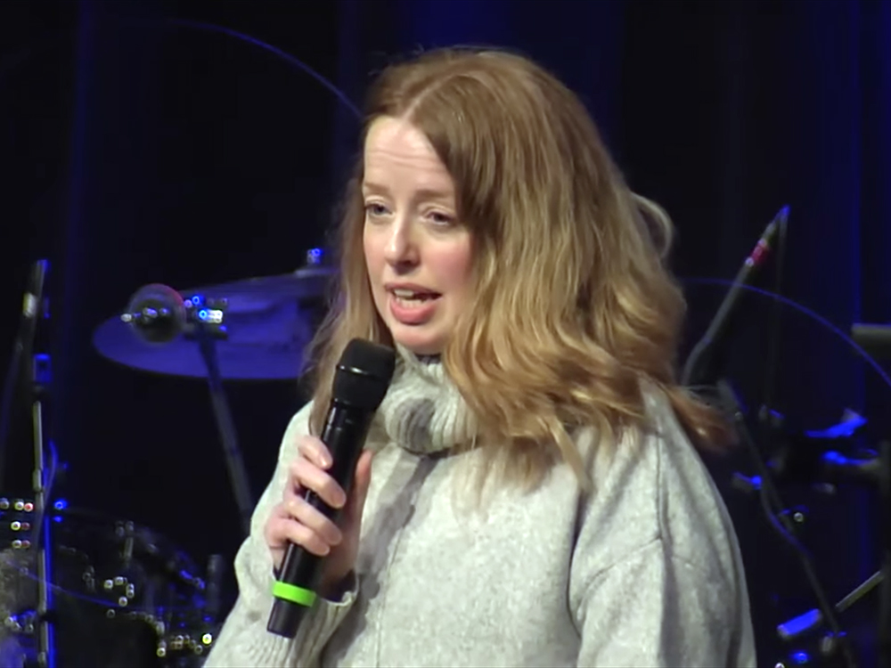 Jennifer Hryniw speaks at The Meeting House on June 7, 2022. Video screen grab
