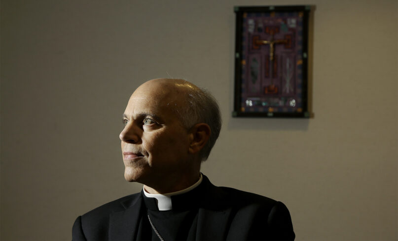 San Francisco Archbishop Salvatore Cordileone poses for photos at his office in San Francisco, April 24, 2015. (AP Photo/Jeff Chiu)