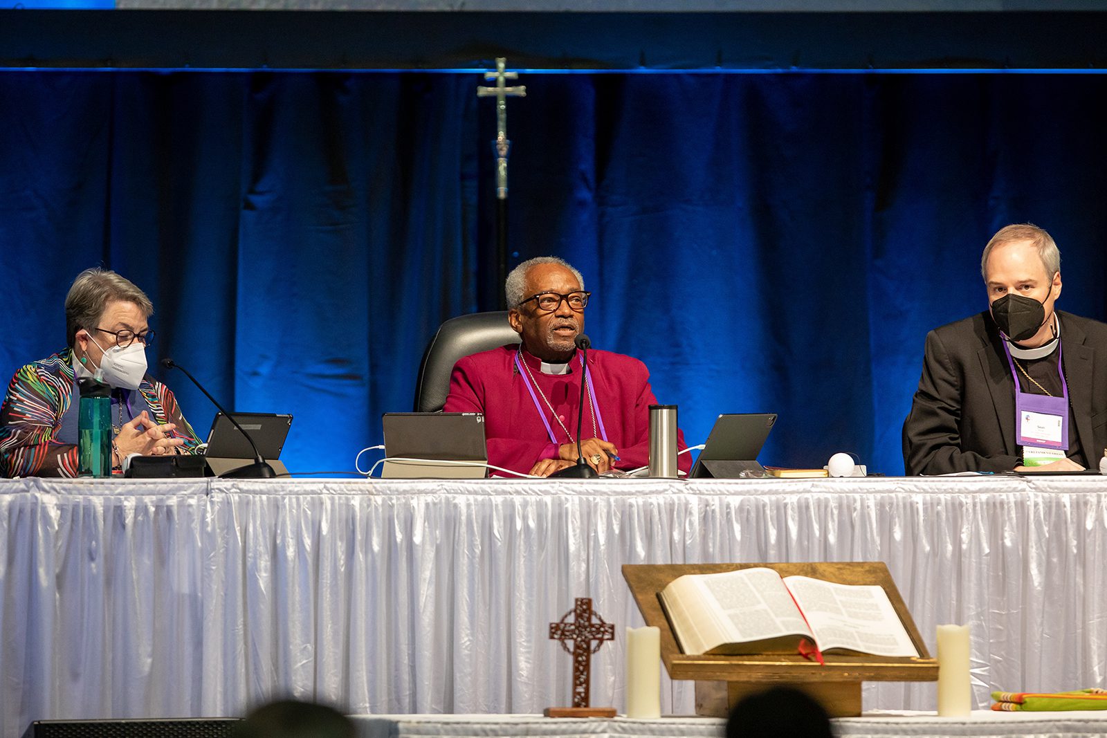 Bishop Michael Curry presides over the House of Bishops during the Episcopal Church General Convention, July 9, 2022, in Baltimore, Maryland. Photo by Randall Gornowich