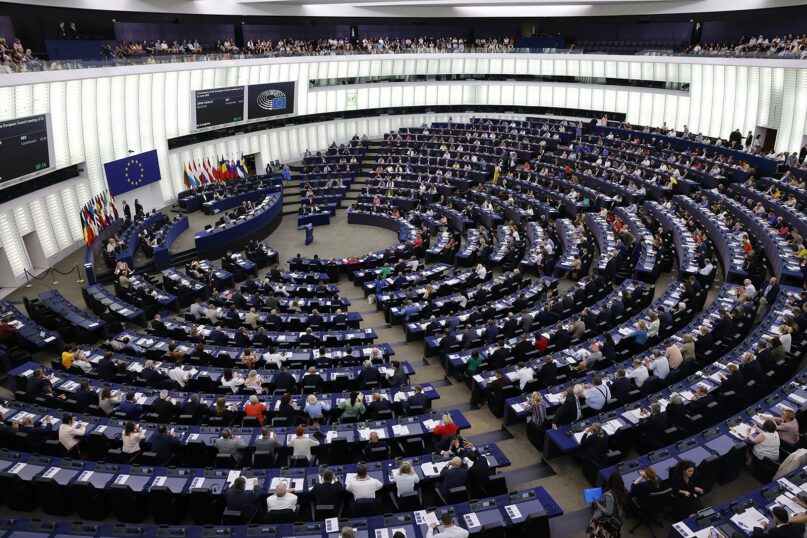 European lawmakers gather to vote at the European Parliament, Wednesday, July 6, 2022 in Strasbourg, eastern France. (AP Photo/Jean-Francois Badias)