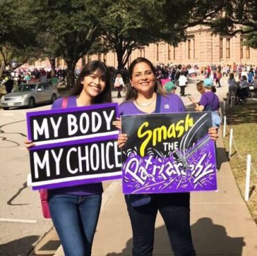 Rosey Abuabara, 57, right, and Sophia Abuabara demonstrate at the Texas state capitol in Austin. Photo courtesy of Rosey Abuabara