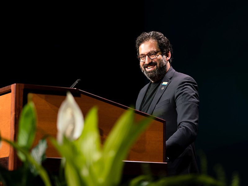 Imran Siddiqui addresses the ELCA Churchwide Assembly after his election to the Vice President of the ELCA on Thursday, Aug. 11, 2022, in Columbus, Ohio. Photo by Janine Truppay/ELCA