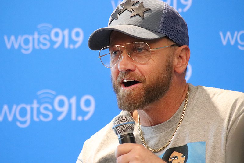 Artist TobyMac speaks at WGTS, a Christian music radio station in Rockville, Maryland, Thursday, Aug. 18, 2022. RNS photo by Adelle M. Banks