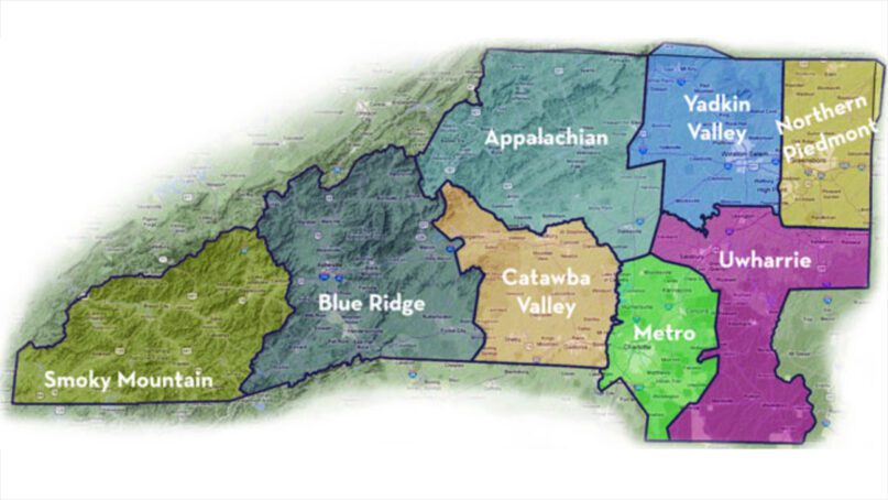 Districts of the Western North Carolina Annual Conference of the United Methodist Church. Image courtesy of UMC