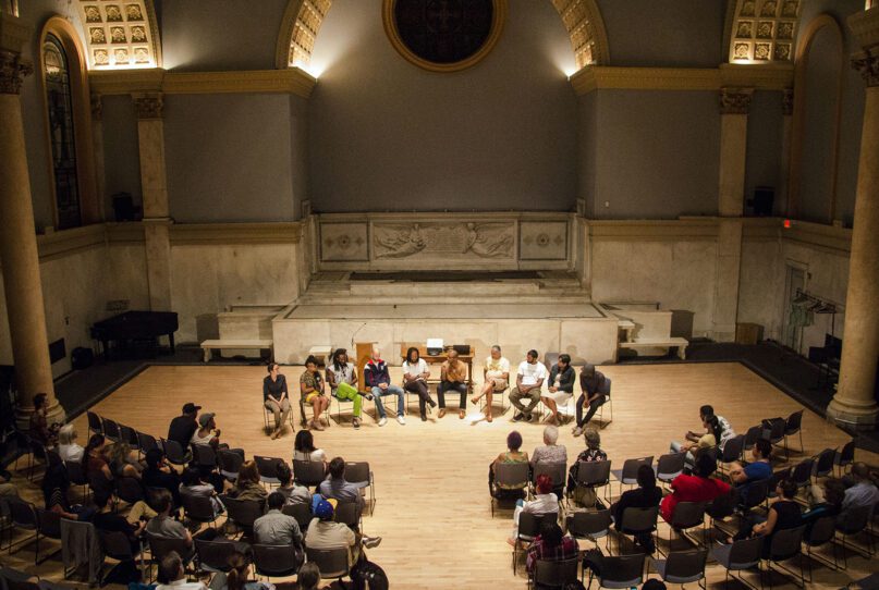 A panel discussion is held at Judson Memorial Church in New York’s Washington Square. Photo courtesy of Venuely