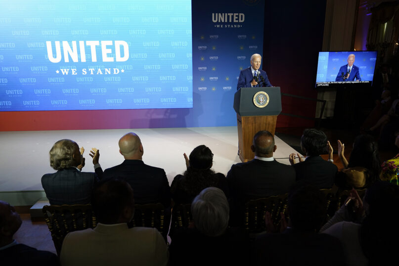 President Joe Biden speaks during the United We Stand Summit in the East Room of the White House in Washington, Thursday, Sept. 15, 2022. The summit is aimed at combating a spate of hate-fueled violence in the U.S., as he works to deliver on his campaign pledge to 