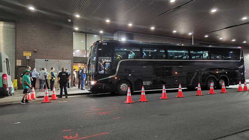 Asylum seekers exit a bus arriving from Texas at the Port Authority Bus Terminal in Manhattan, New York, on Aug. 19, 2022. Photo courtesy of Masbia