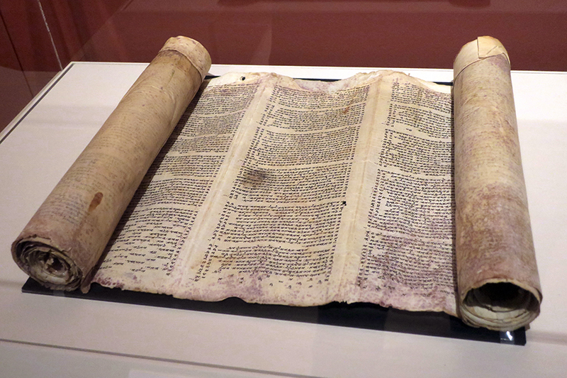 A Samaritan Torah scroll from Nablus, circa 1160. Photo by Menachem Wecker