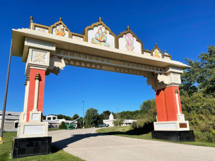 The ornate entrance to the Hindu and Jain temples located next to each other in Pewaukee, Wisconsin.  RNS photo by Richa Karmarkar