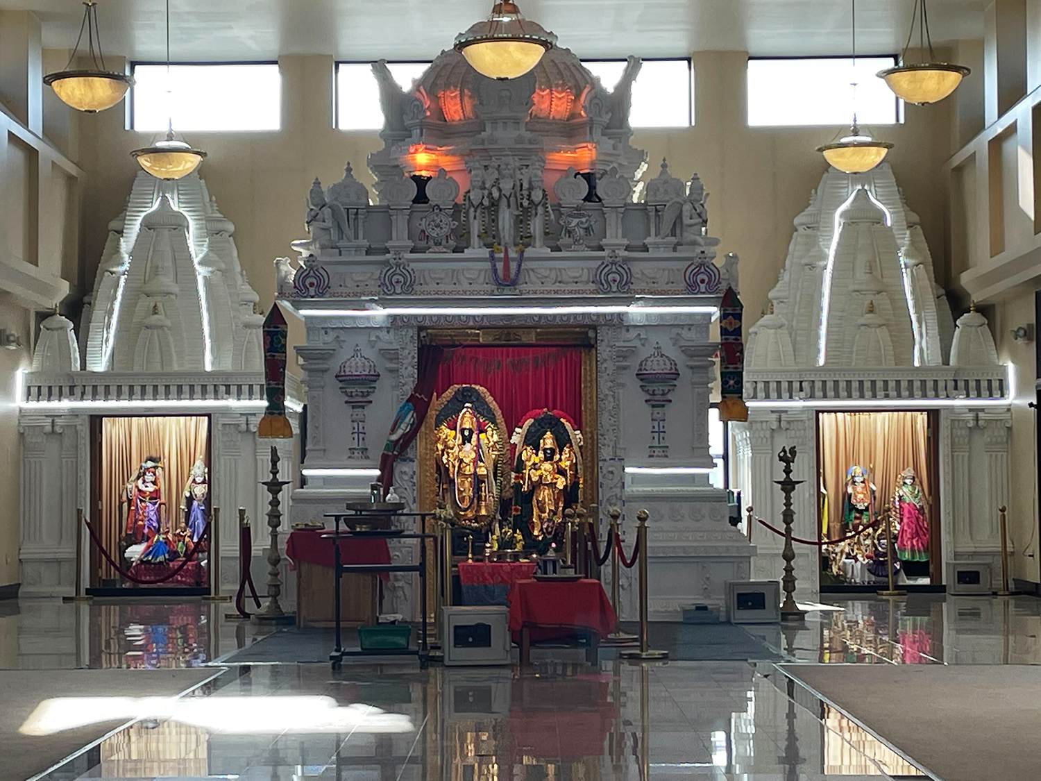 An interior view of the Hindu Temple located in Pewaukee, Wisconsin.  RNS photo by Richa Karmarkar