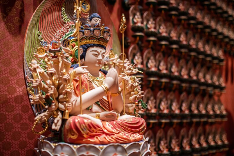 Boddhisatva Avalokiteśvara, considered to be a compassionate protector, is believed to regularly visit Earth. (taikrixel/ via iStock  Getty Images Plus)