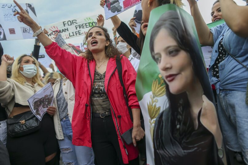 Thousands of Iranians have taken to the streets to protest the death of Mahsa Amini. (AP Photo/Emrah Gurel)