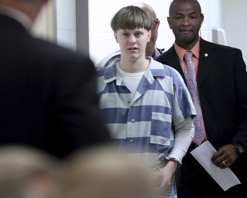 FILE - Dylann Roof enters the court room at the Charleston County Judicial Center to enter his guilty plea on murder charges on April 10, 2017, in Charleston, S.C. The Supreme Court has rejected an appeal from Roof, who challenged his death sentence and conviction in the 2015 racist slayings of nine members of a Black South Carolina congregation. (Grace Beahm/The Post And Courier via AP, Pool, File)