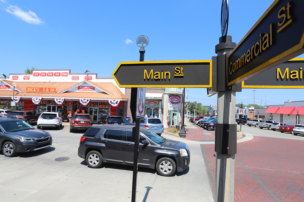 Shops line the historic downtown Main Street on Aug. 25, 2022, in Branson, Mo. RNS photo by Kit Doyle