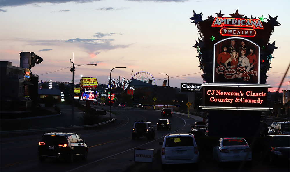 A variety of attractions along the strip in Branson, Mo., on Aug. 26, 2022. RNS photo by Kit Doyle