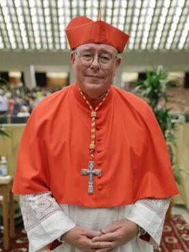 Cardinal Jean-Claude Hollerich at the Vatican, Saturday, Oct. 5, 2019. (AP Photo/Andrew Medichini)