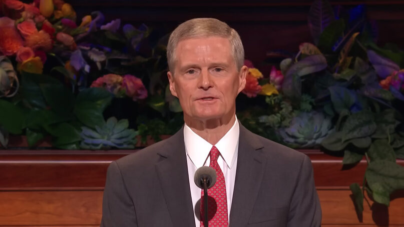 Elder David Bednar speaks at the General Conference of The Church of Jesus Christ of Latter-day Saints, held Oct. 1-2, 2022, in Salt Lake City. Video screen grab via Intellectual Reserve Inc.