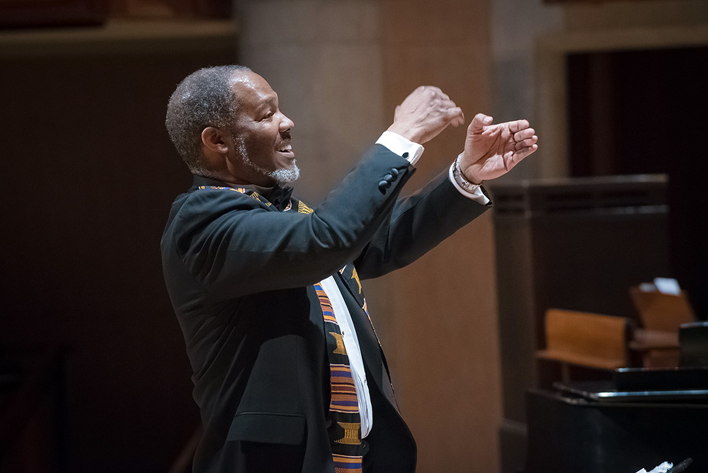 M. Roger Holland director of The Spirituals Project Choir at the University of Denver in 2018. Photo courtesy of the University of Denver