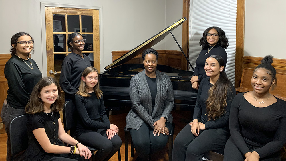 The Hamilton-Garrett Youth Choir in Dec. 2021, including Zion Earle, second from left in back row. Photo courtesy of Hamilton-Garrett Music and Arts.