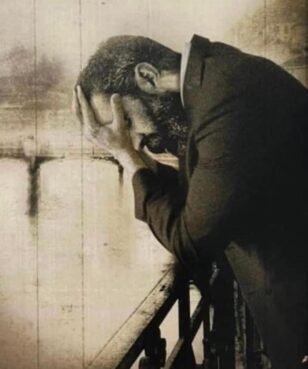 Herzl is weeping. An illustration from a photo of Theodor Herzl in Basel, Switzerland, circa 1897. Photo illustration