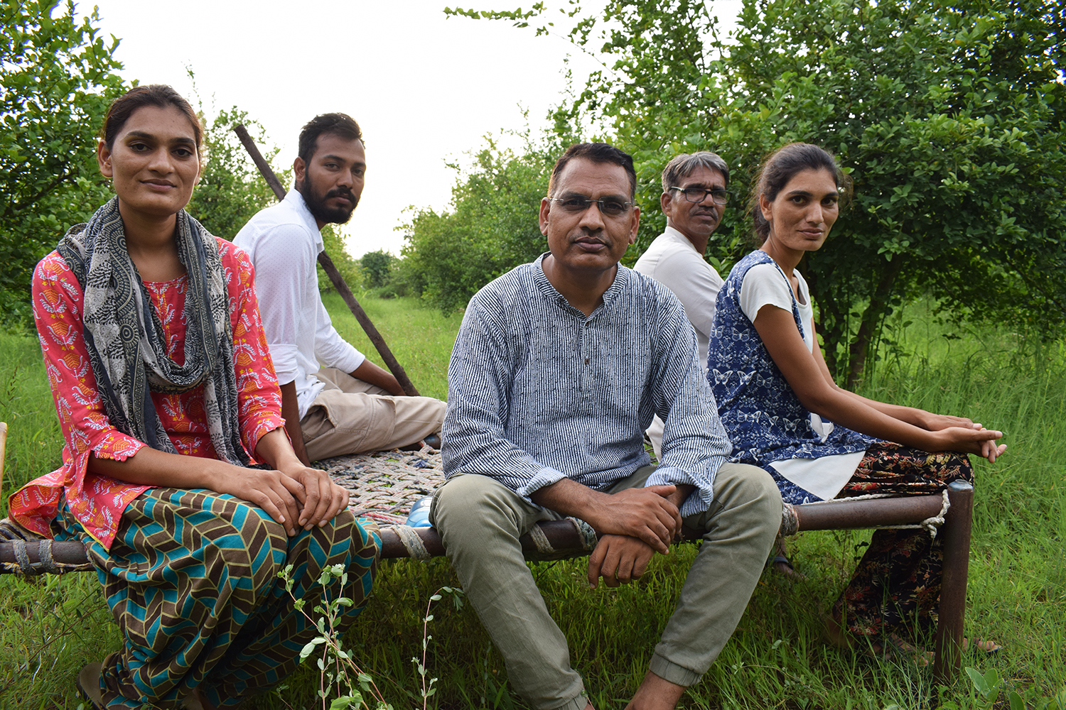 Social activist and writer Bhanwar Meghwanshi with his family at their farm in Rajasthan, India, last August. Photo by Priyadarshini Sen