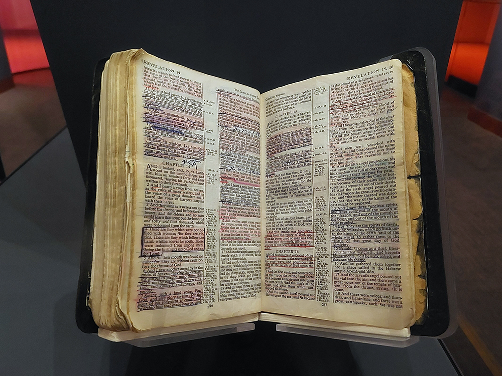 A Bible owned by Little Richard on display in “Spirit in the Dark: Religion in Black Music, Activism and Popular Culture,” a new exhibition of the Smithsonian’s National Museum of African American History and Culture. RNS photo by Adelle M. Banks