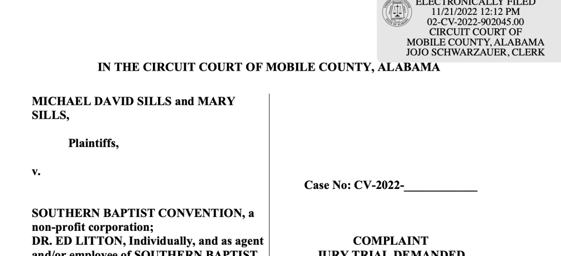 The lawsuit filed by Michael David Sills and Mary Sills in Mobile County, Alabama. Screen grab