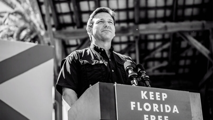 Florida Gov. Ron DeSantis in a still from his new ‘God made a fighter’ ad. Video screen grab