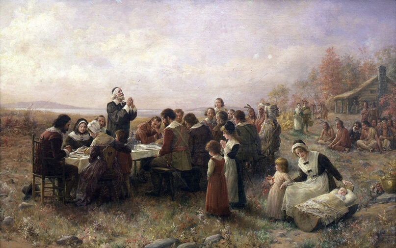 “The First Thanksgiving at Plymouth” (1914) by Jennie A. Brownscombe. Image courtesy of Creative Commons