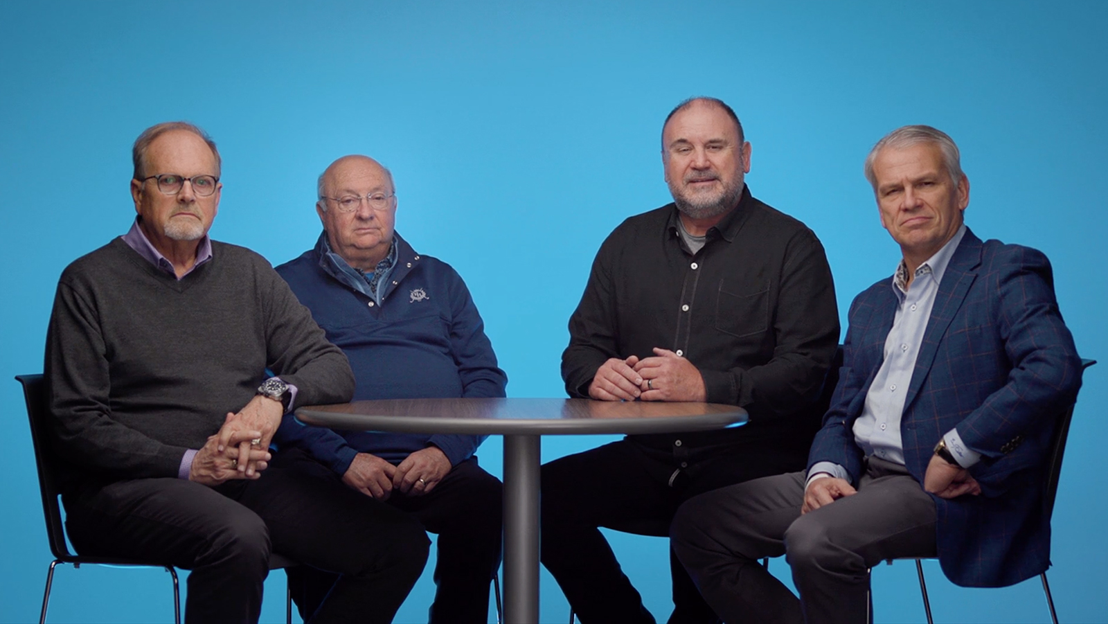 Pastors Mark Hoover, from left, Mike Whitson, Steven Kyle and Benny Tate in a video about their restoration work with Johnny Hunt. Video screen grab