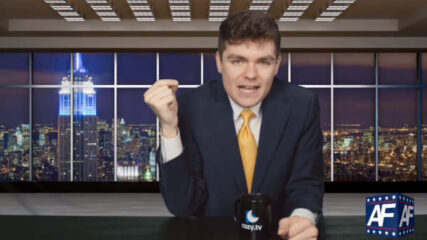 Nick Fuentes in a still from his America First livestream. Video screen grab