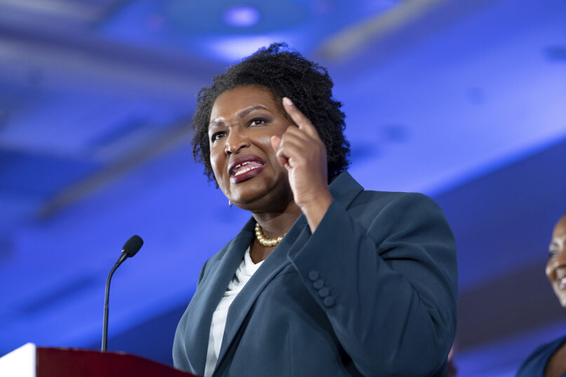 Stacey Abrams, Democratic candidate for Georgia governor, gives a concession speech in Atlanta on Nov. 8, 2022. (AP Photo/Ben Gray)