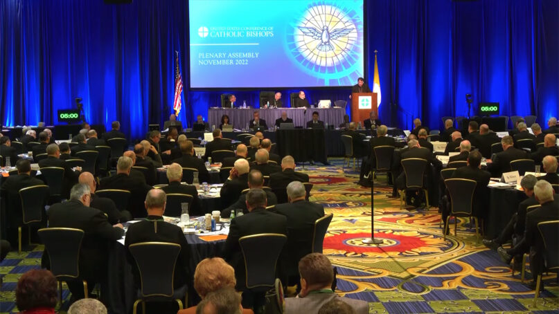 The fall meeting of the U.S. Conference of Catholic Bishops  in Baltimore in Nov. 2022. Video screen grab