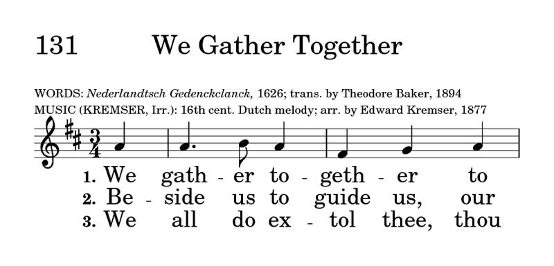 "We Gather Together" hymn. Screen grab