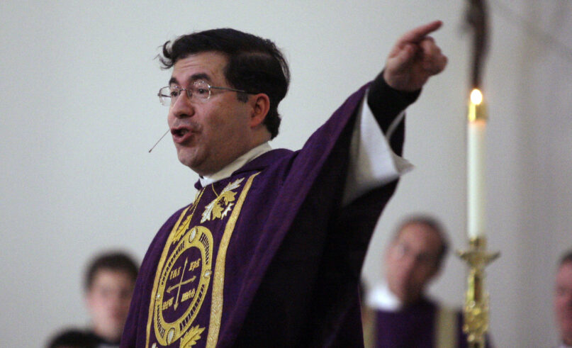 Frank Pavone, head of Priests for Life, gives the Homily during a mass at Ave Maria University's Oratory in Naples, Fla., on March 31, 2009. (Greg Kahn/Naples Daily News via AP, File)