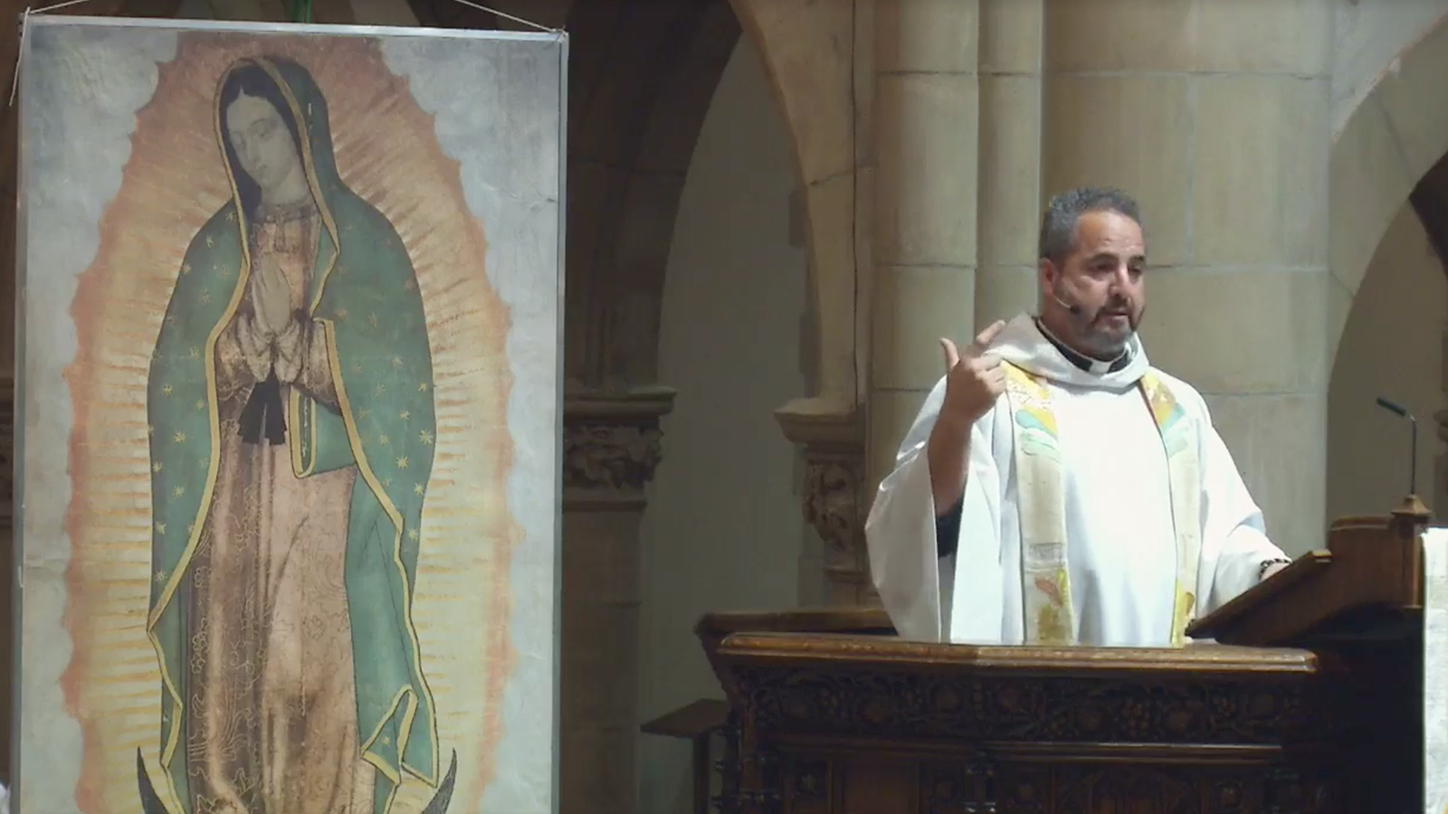 The Rev. Alfredo Feregrino preaches at All Saints Episcopal Church in Pasadena, California. Video screen grab