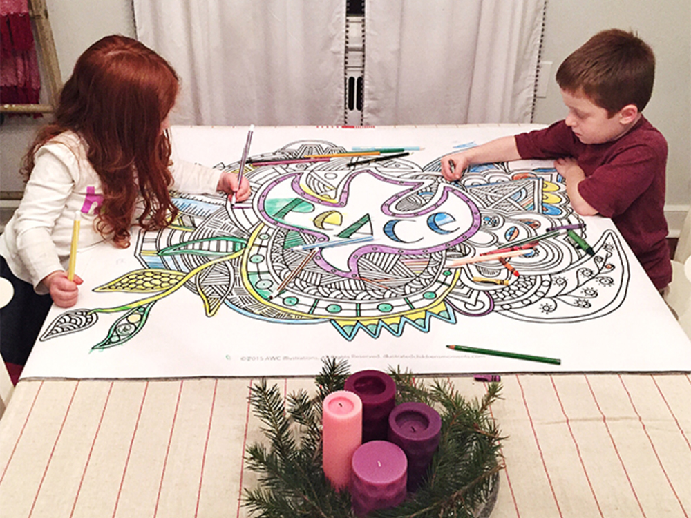 Children color an Illustrated Ministry poster during Advent. Photo courtesy of Illustrated Ministry