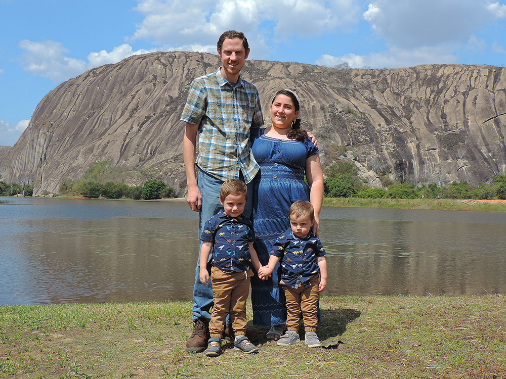 Ryan and Annabel Koher with their sons in 2021. Photo courtesy of Mission Aviation Fellowship