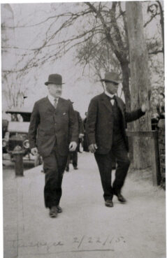 Julius Rosenwald, left, and Booker T. Washington on the campus of Tuskegee Institute in 1915. Photo courtesy of Stephanie Deutch