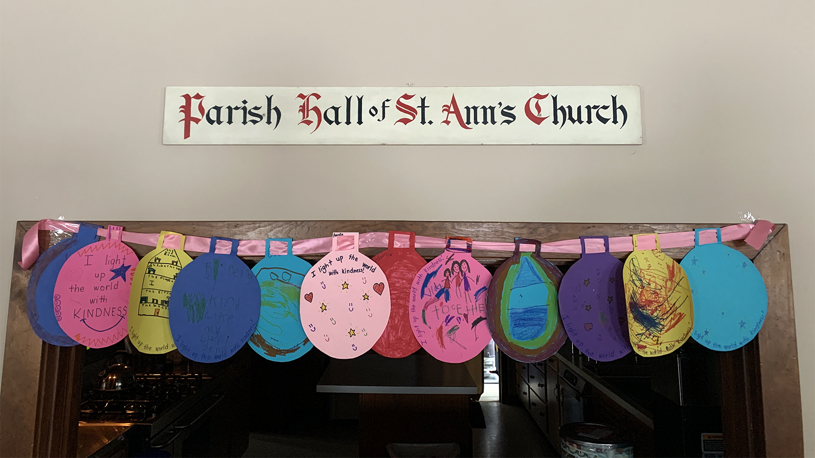 Crafts made by children in Sunday school classes decorate St. Ann’s Episcopal Church in Woodstock, Illinois. Photo courtesy of St. Ann's