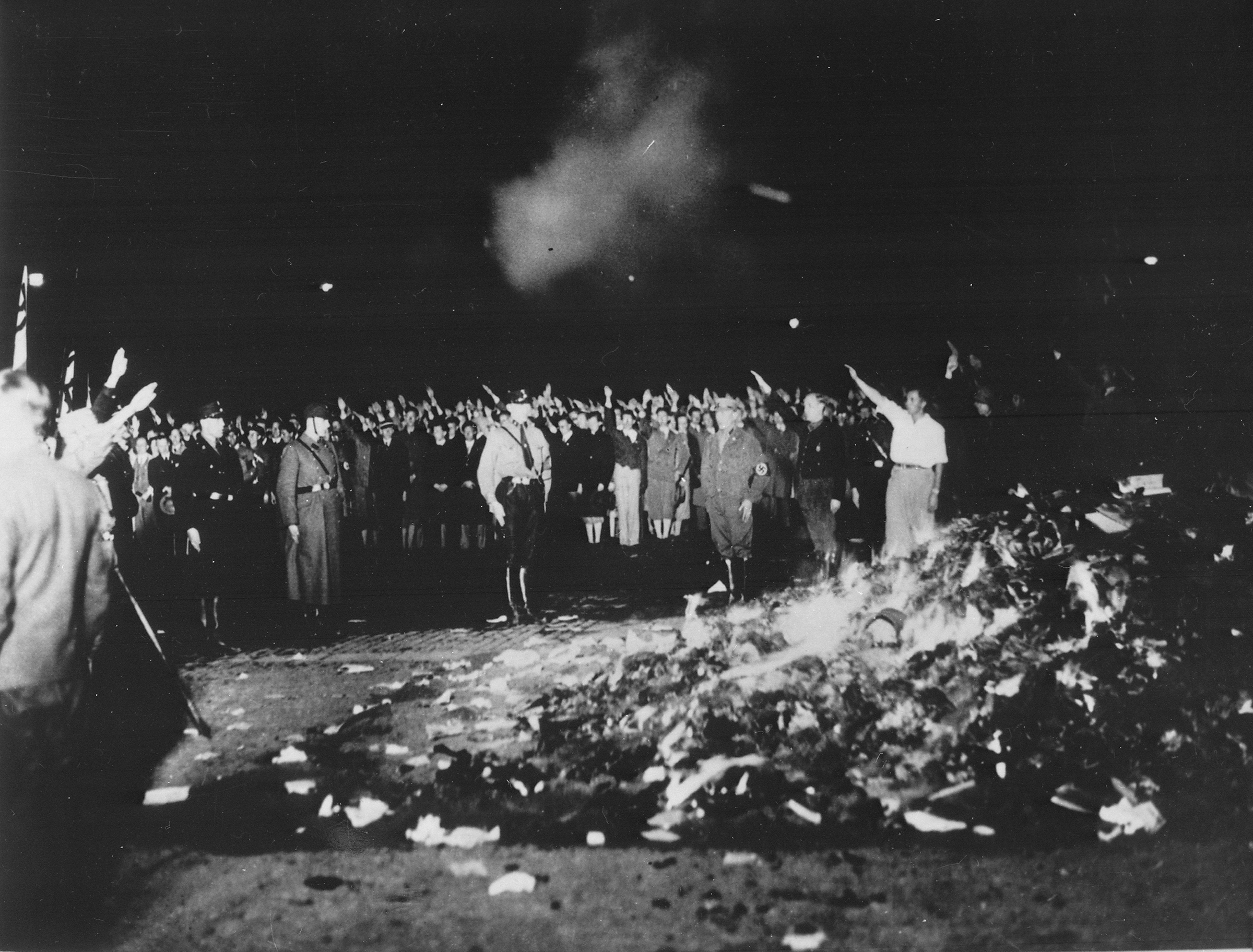 A Nazi book burning in Berlin's Opera Plaza on May 11, 1933. Photo by Georg Pahl/German Federal Archive/Creative Commons