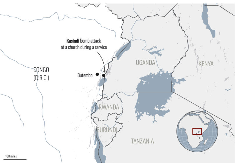 A suspected extremist attack at a church in eastern Congo killed at least 10 people and wounded more than three dozen, according to the country’s army.