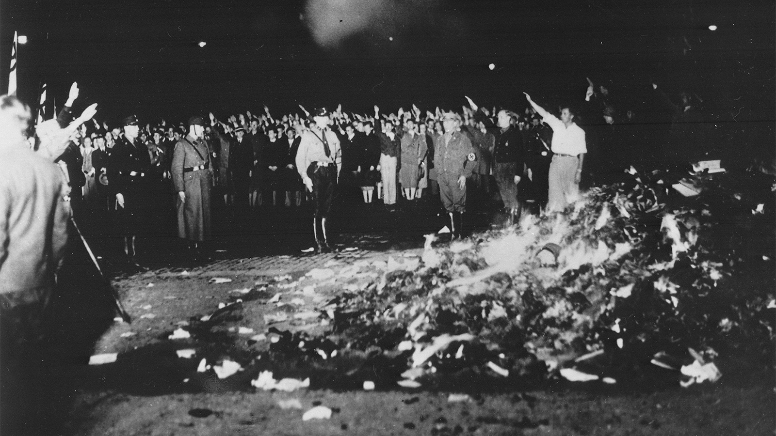 A Nazi book burning in Berlin's Opera Plaza on May 11, 1933. Photo by Georg Pahl/German Federal Archive/Creative Commons